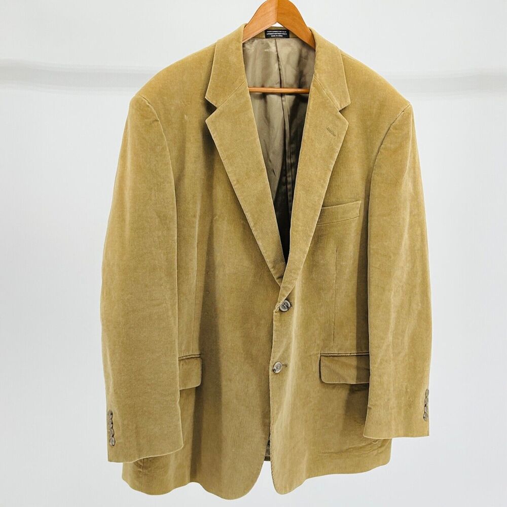 Vintage 90s Evan-Picone Tan Khaki Corduroy Menswear Blazer Sport Coat